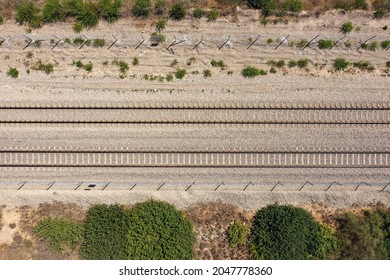 Double Railroad Tracks, Aerial Image.