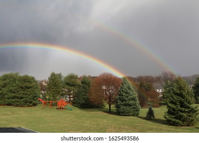 Double Rainbow Above A Swing Set