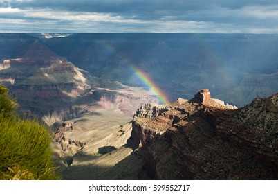 Double Rainbow At The Grand Canyon South Rim In Arizona USA