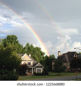 Double Rainbow Over Homes In Suburban Atlanta