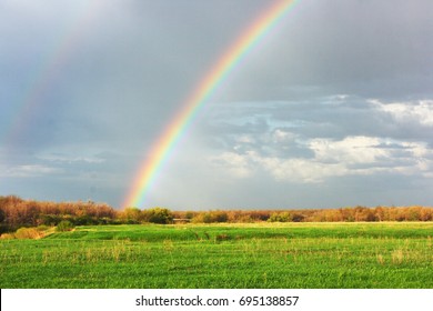 Double Rainbow Over Spring Green Field Stock Photo 695138857 | Shutterstock