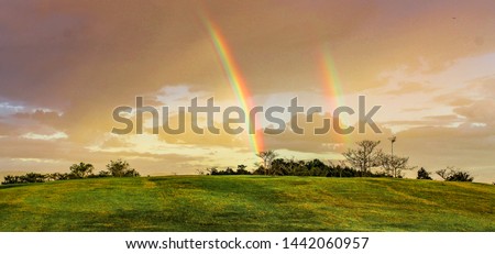 Double rainbows on the golf course northern Thailand Chiang Rai problems. At Singha Park