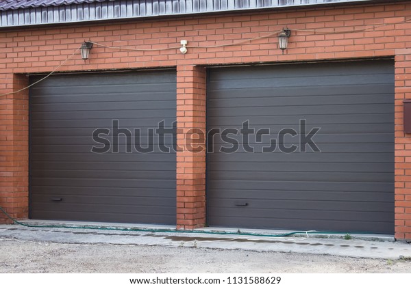 Double Roller Shutters Garage Cars Stock Image Download Now