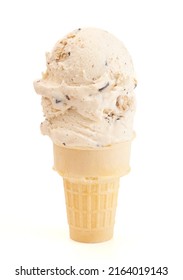 A Double Scoop Chocolate Chip Cookie Dough Ice Cream Isolated On A White Background