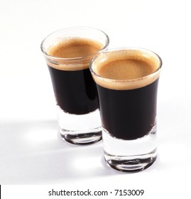 Double Shots Of Espresso On Classy Shot Glasses