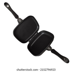 Double sided grill pan isolated on a white background. Clipping Path included. - Shutterstock ID 2152796923