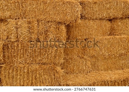 Double stack of bales of hay backround