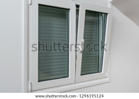 Double tilt and turn aluminum thermal break window with vertical fly screen and rolling shutter, casement window with European groove mechanism