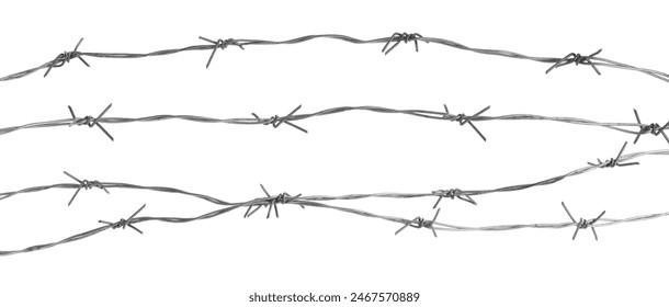 Double twist barbed wire isolated on white, set - Powered by Shutterstock