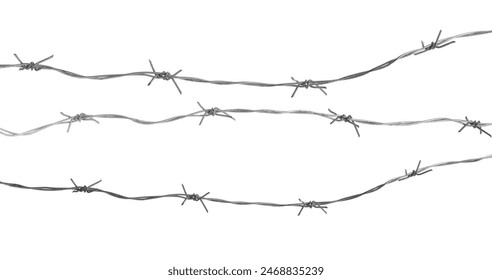 Double twist barbed wire isolated on white, set - Powered by Shutterstock