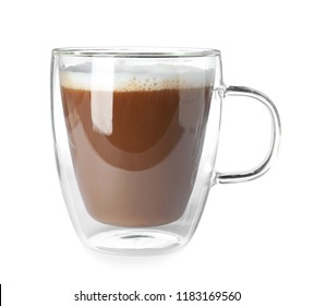 Double Wall Glass Coffee Cup Isolated On White