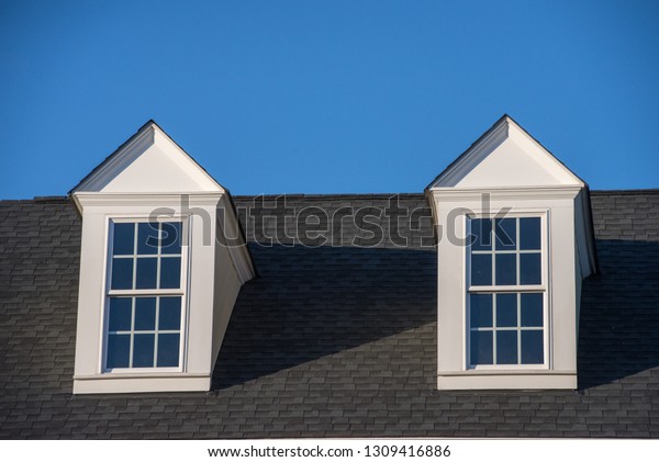 Double White Dormer Sash Window Blue Stock Photo Edit Now 1309416886
