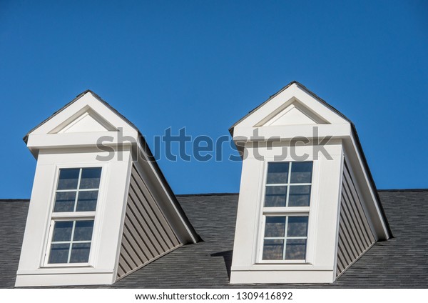 Double White Dormer Sash Window Blue Stock Photo Edit Now 1309416892