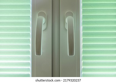 Double Window With Closed Pleated Blinds