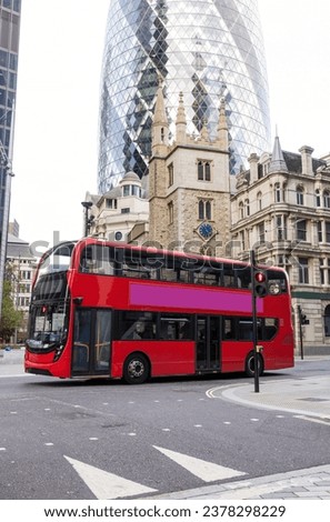 Double-decker London bus in the City of London.