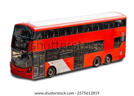 Double-decker shuttle red bus isolated on white background