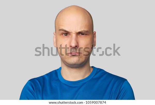 Doubt Expression Uncertain Bald Man Curves Stock Photo 1059007874 