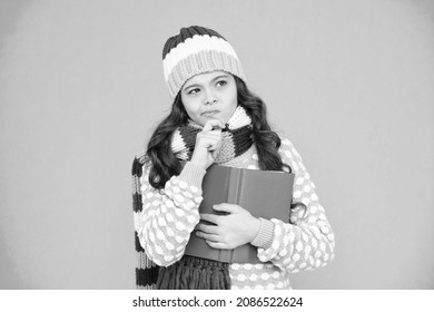 Doubtful Ending Of Book. Leisure In Winter Time. Winter Story. Girl Reading Book. Kid Enjoying Book. Little Book Lover. Childhood Development. Interesting Information. Library Concept. Reading Skills