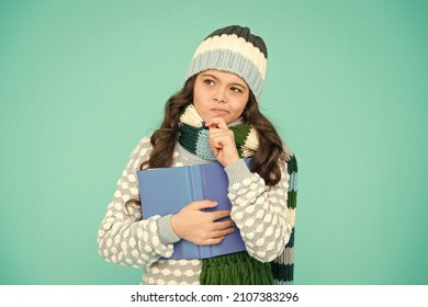 Doubtful Ending Of Book. Leisure In Winter Time. Winter Story. Girl Reading Book. Kid Enjoying Book. Little Book Lover. Childhood Development. Interesting Information. Library Concept. Reading Skills