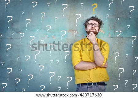 Doubtful man asking questions to himself