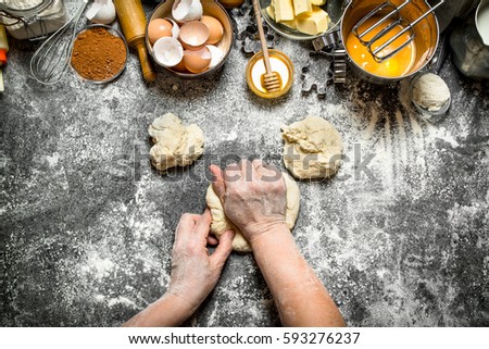 Similar – Image, Stock Photo Female hands prepare various colorful organic farm vegetables