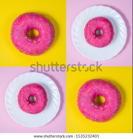 Similar – Pink frosted donut Roll