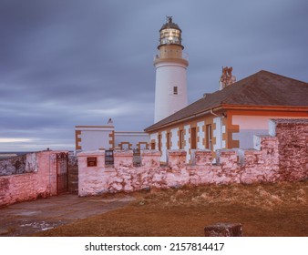 Douglas Head Lighthouse At Dawn. Douglas, Isle Of Man.