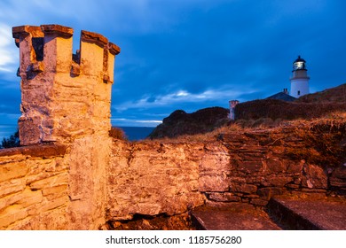 Douglas Head Lighthouse At Night. Douglas, Isle Of Man.