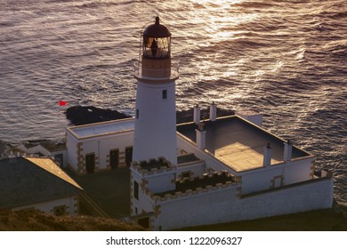 Douglas Head Lighthouse At Sunrise. Douglas, Isle Of Man.