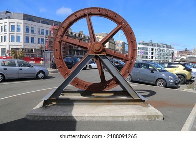 Douglas, Isle Of Man. July 9, 2022. A Fly Wheel From The Historic And Now Defunct Cable Tram.