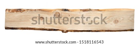 Douglas wood - rustic long timber plank board isolated on white background with knotholes and copy space