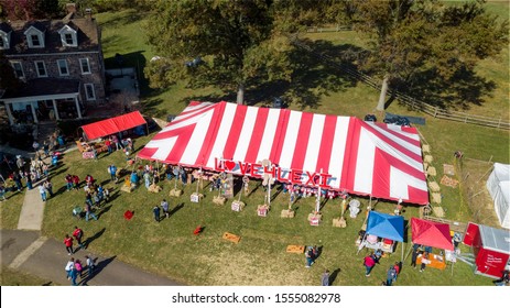 Douglassville, PA / USA - October 19th, 2019 : Red Corner Benefit, An Annual Cancer Benefit Held The 3rd Saturday Of Every October. Raising Money For Childhood Cancer, One Child Is Chosen Each Year.