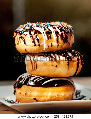 dougnuts piled with blurred background