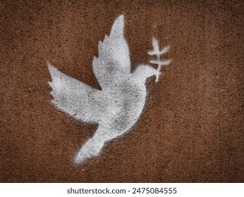 Dove of peace graffito on a stone wall - Powered by Shutterstock