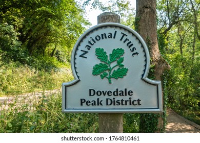 Dovedale, Derbyshire / UK - June 24 2020: Dovedale Peak District National Trust Sign