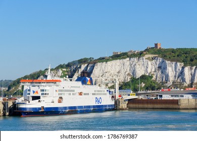 Dover Castle On A Steep Coast Above The Ferry Port. July 21, UK 2020