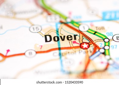 Dover. Delaware. USA On A Geography Map