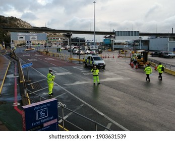 Dover, UK - December 31 2020: Port Of Dover As Brexit Transition Ends