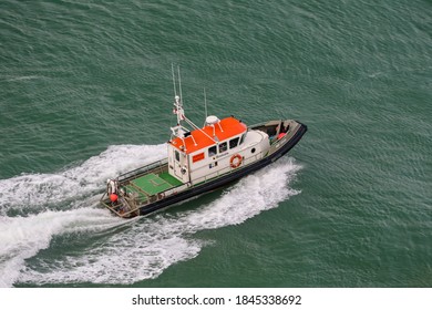 Dover, UK - July 7, 2019: Marine Traffic Off The Shore Of Dover In The UK