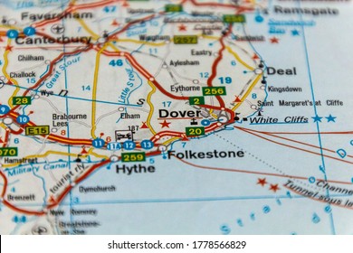 Dover, UK On A Road Map.