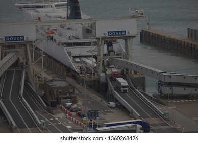 Dover, United Kingdom - July 19 2017: Port Of Dover Showing Aspects Of Cross Channel Freight And Passenger Traffic