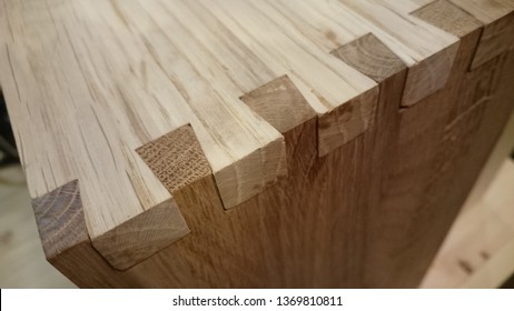 Dovetail joinery on oak wood