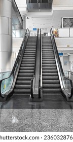 Up and down escalators inside building
