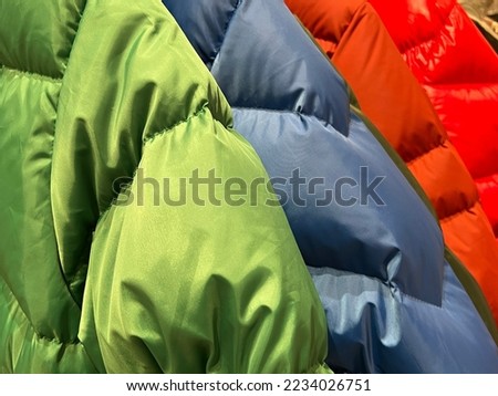 Down jackets warm multicolored clothes outerwear.