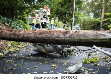 Down power lines and electric equipment in residential neighborhood