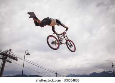 Downhill Biking. MTB. Jump On A Mountain Bike.