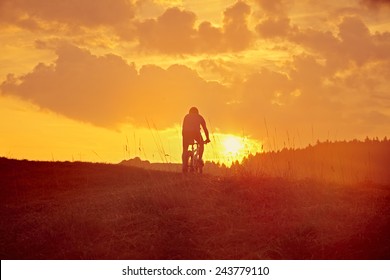 Downhill from the mountain in the sunrise