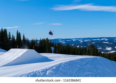 Downhill Skiing In Hafjell, Norway