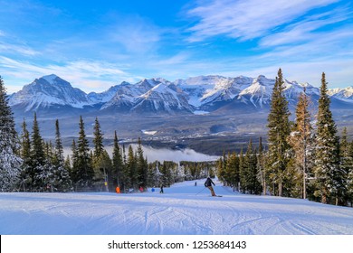 Downhill Skiing In Lake Louise, British Columbia, Canada