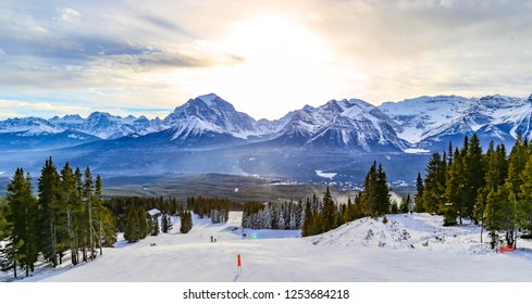 Downhill Skiing In Lake Louise, British Columbia, Canada